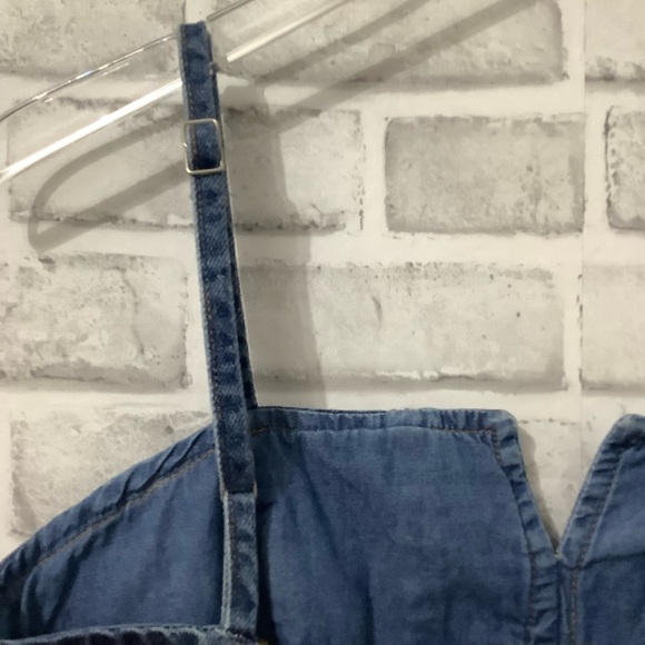 You Com Smocked back jeans straps mini-dress Size M (698) - Picture 3 of 16